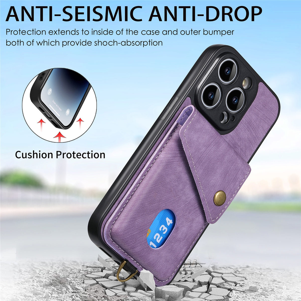 iPhone case wallet 16 & 17 pro max with bottom lock