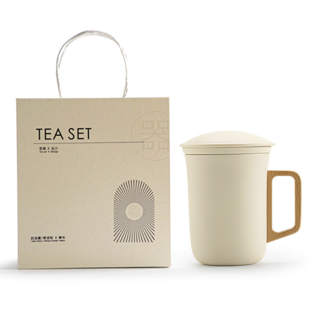 Handcrafted Ceramic Mug with Wooden Handle - LEFOOR