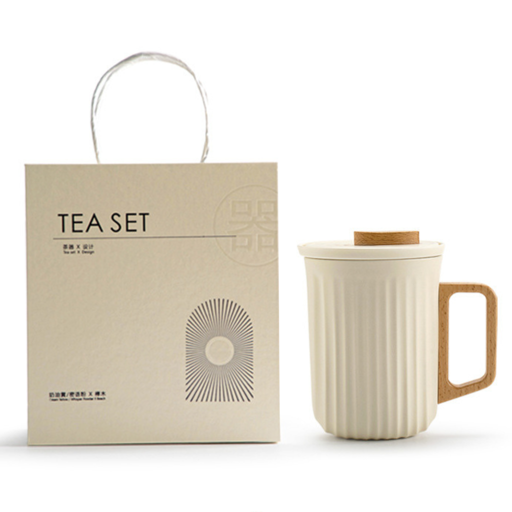 Handcrafted Ceramic Mug with Wooden Handle - LEFOOR