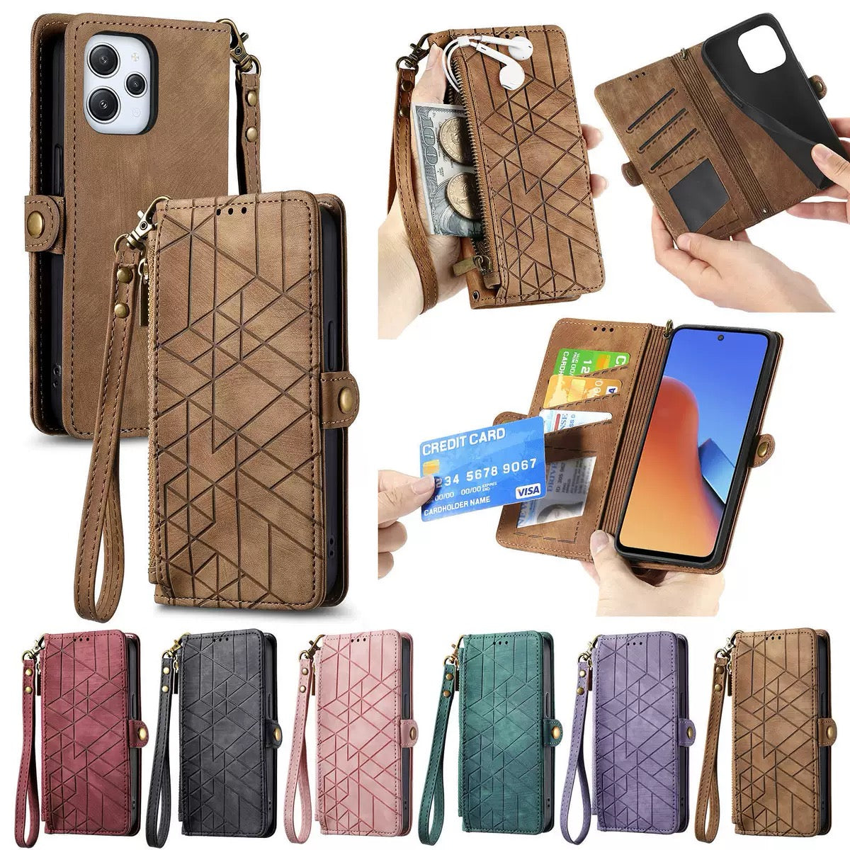 iPhone case wallet 16 & 17 pro max with wrist lanyard