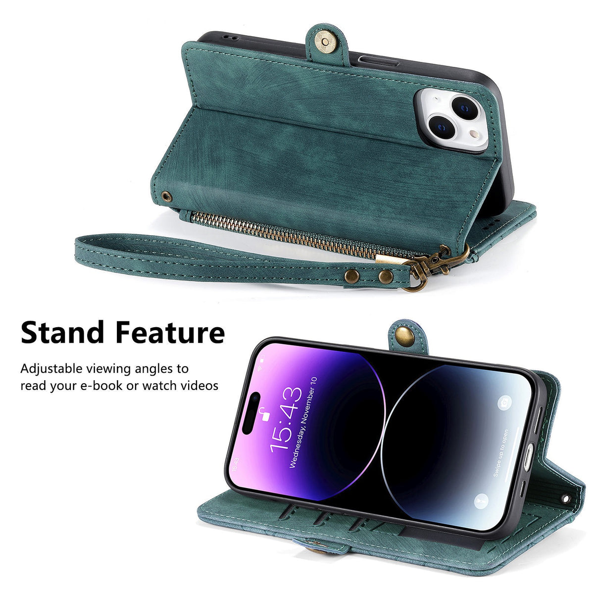 iPhone case wallet 16 & 17 pro max with wrist lanyard