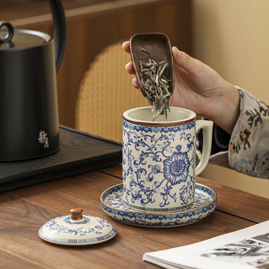 Handcrafted Ceramic Coffee & Tea Mug Cup - 400ml TeaCup with Infuser - LEFOOR