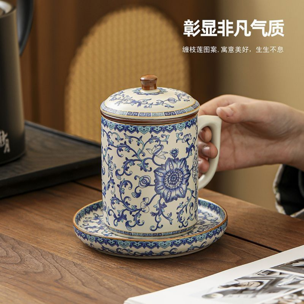 Handcrafted Ceramic Coffee & Tea Mug Cup - 400ml TeaCup with Infuser - LEFOOR