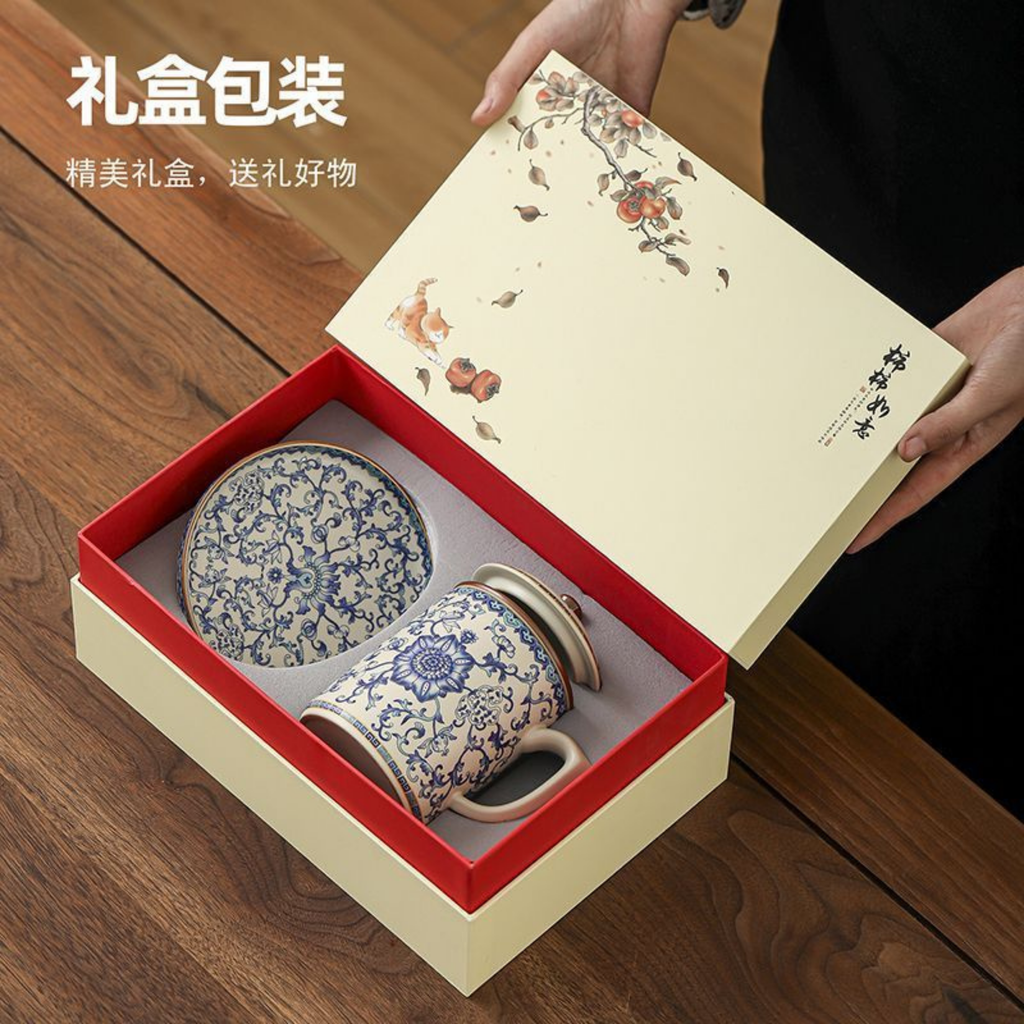 Handcrafted Ceramic Coffee & Tea Mug Cup - 400ml TeaCup with Infuser - LEFOOR