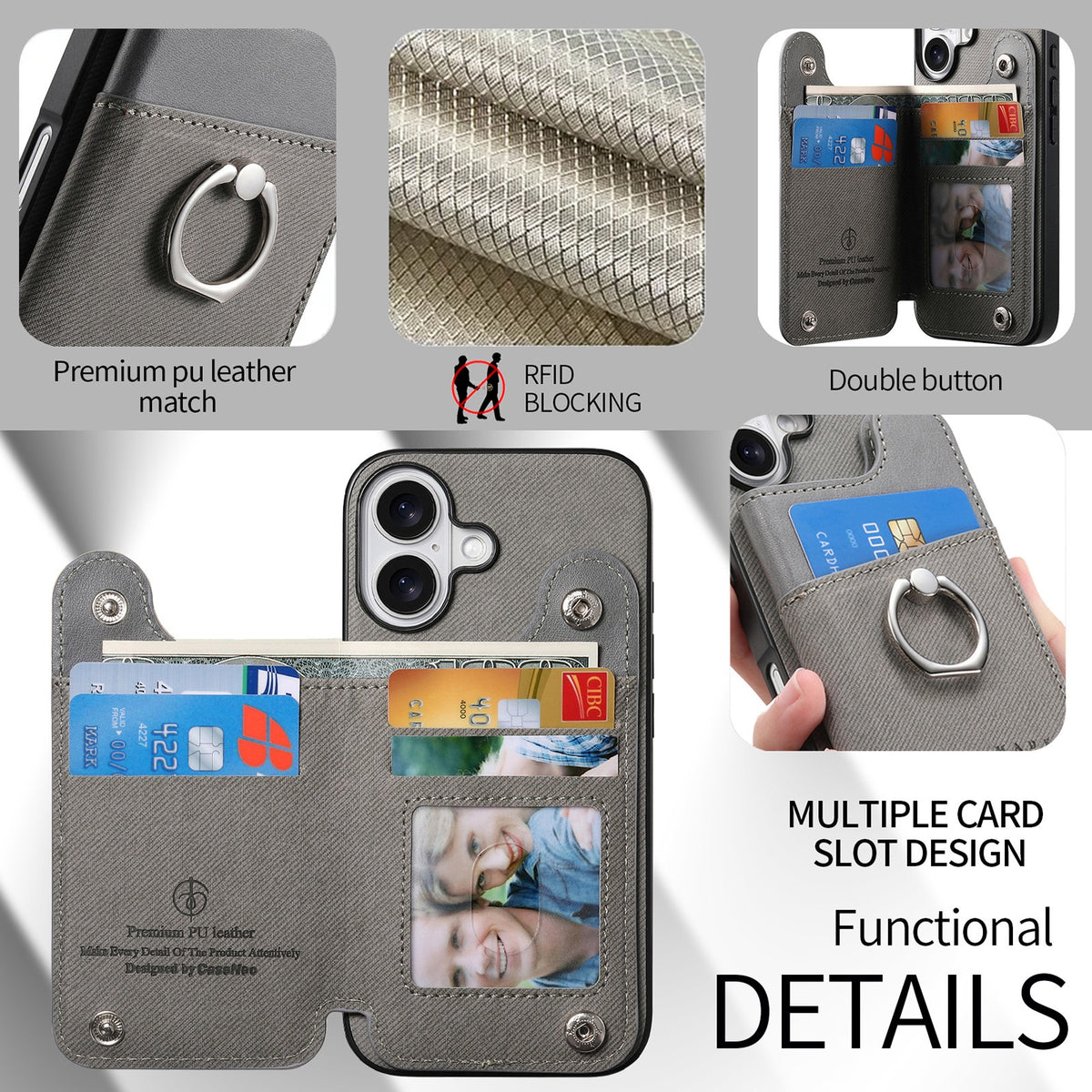 iPhone Wallet Case with Ring Holder | Fits iPhone 16, 17 & 18 Pro Max