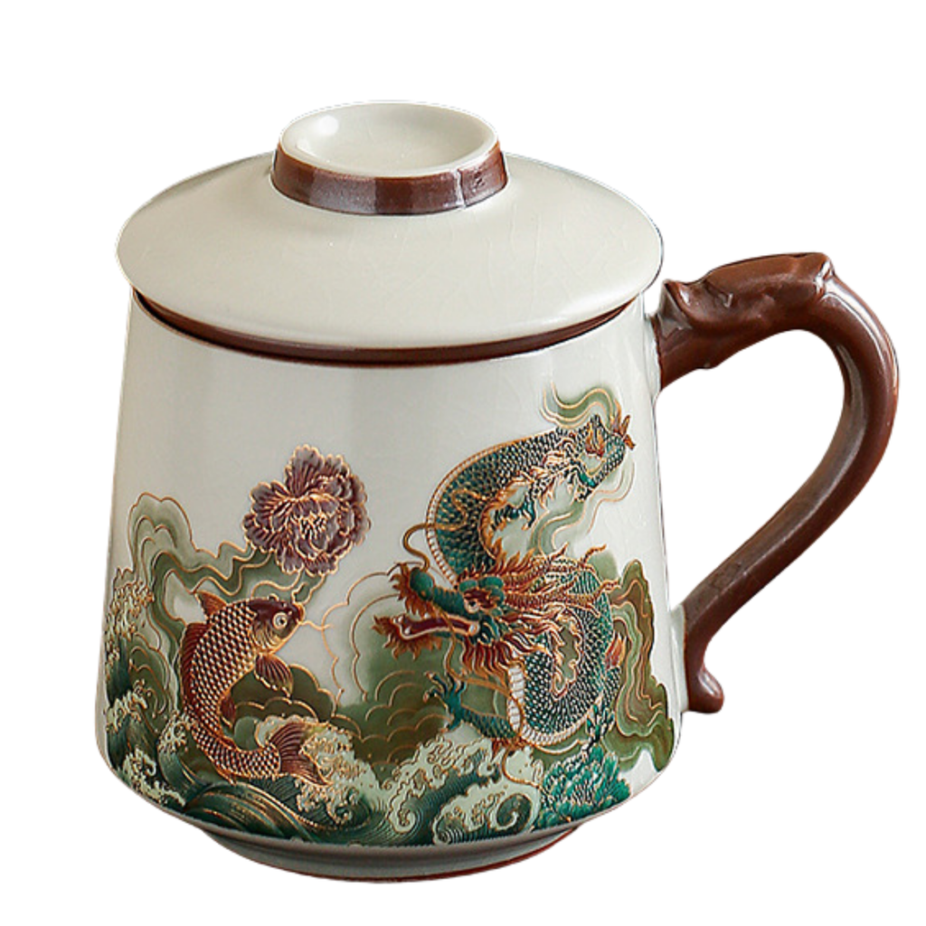 Handcrafted Ceramic Personal Coffee & Tea Cup - Office Mug with Infuser - LEFOOR