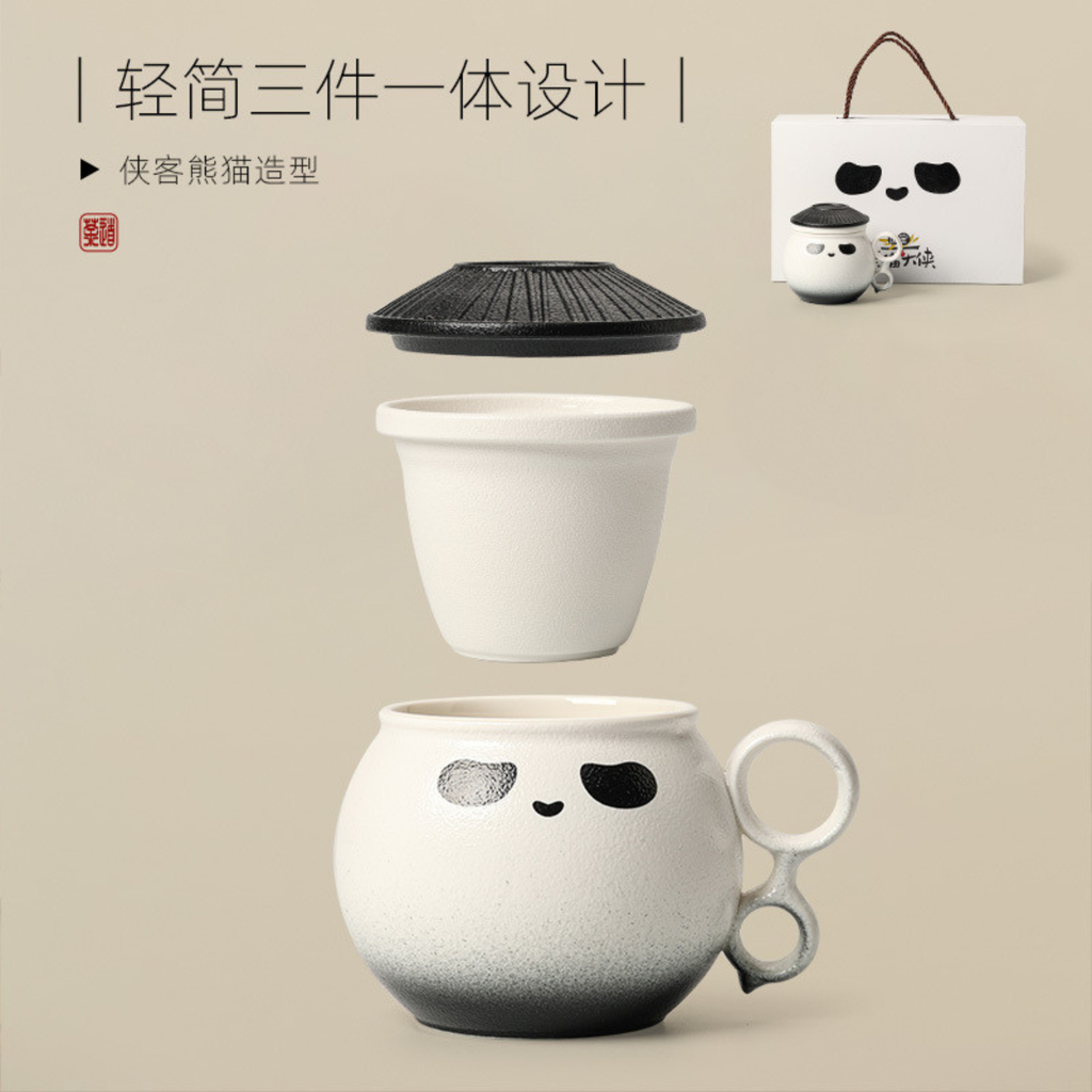 Handcrafted Ceramic Pander Coffee & Tea Mug Cup with infuser - LEFOOR